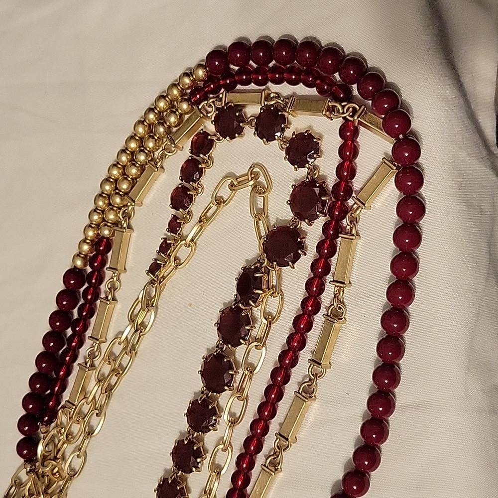 Premier Designs Jewelry 42" burgundy and gold detachable chains - Picture 3 of 8